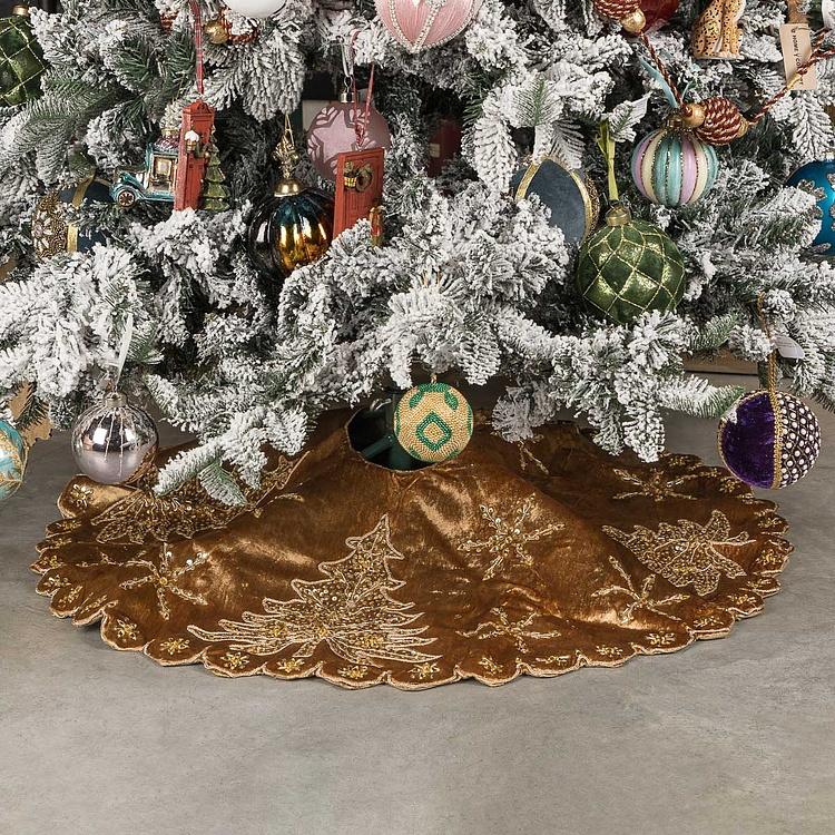Золотой коврик-юбка под ёлку большой Christmas Tree Skirt Gold 120&nbsp;cm