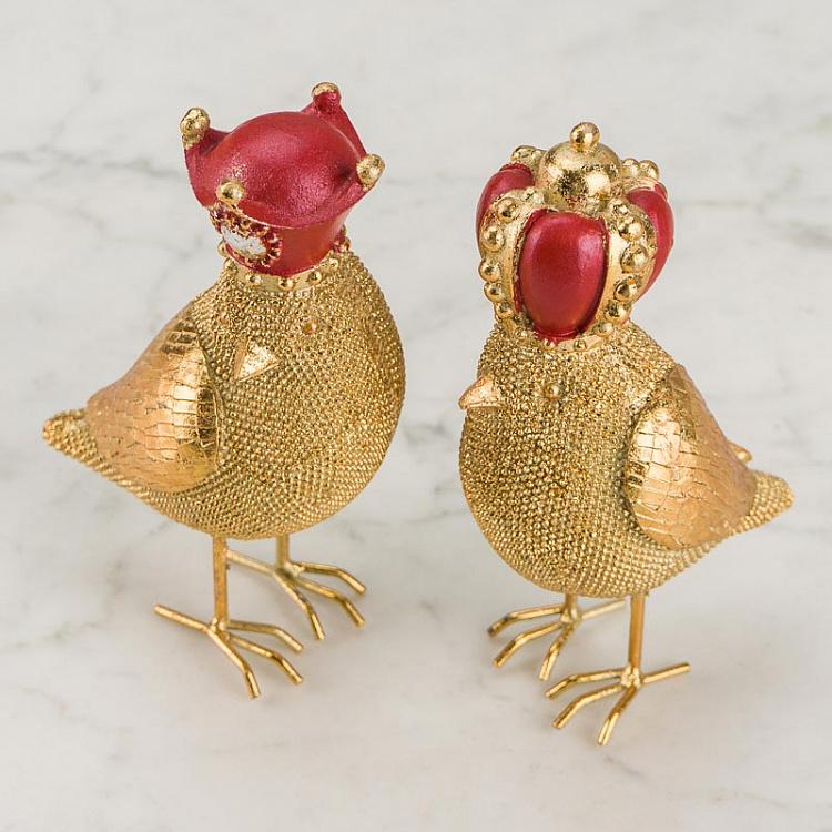 Набор из двух статуэток Золотые королевские птицы Set Of 2 Figurines Royal Bird Gold Red