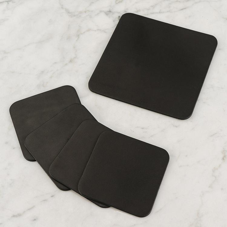 Набор из пяти квадратных подставок под стаканы и чайник Нуар Set Of 5 Square Coasters Noire Old