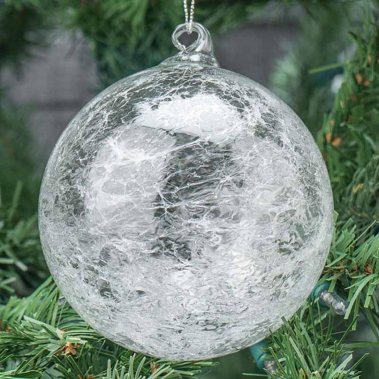 Прозрачный ёлочный шар со снегом внутри Glass Ball With Snow Inside Clear/White 10 cm