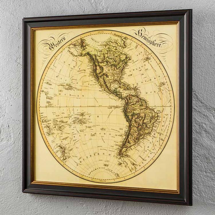 Vintage Maps Western Hemisphere 1831, MP3 Frame