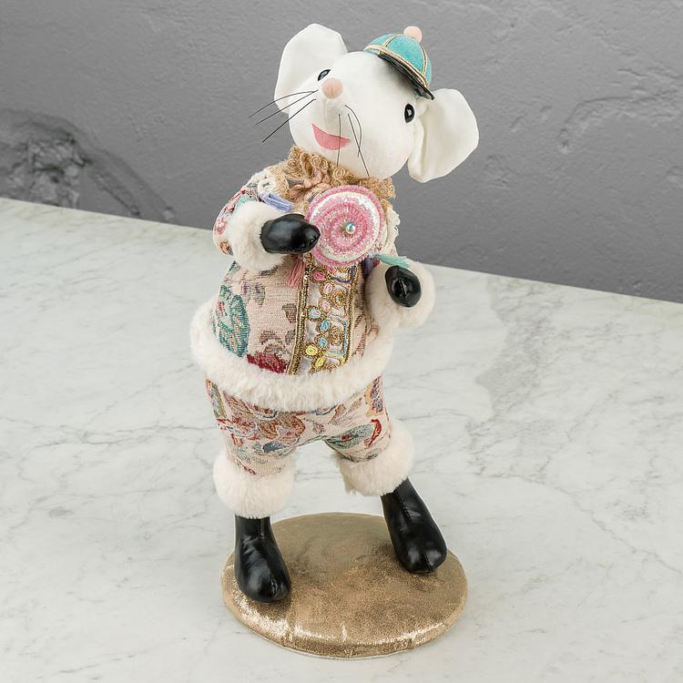 Статуэтка Мышка в костюме с цветочным узором и леденцом Floral Mouse With Suit And Lollipop