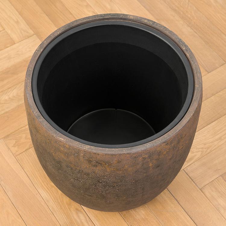 Кашпо-чаша Эффектори Металл, золотая патина, L Effectory Metal Bowl Pot Rough Gold Patina Large