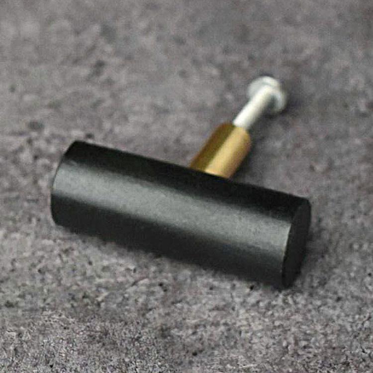 Мебельная цилиндрическая ручка из чёрного камня Round Bar Stone Knob Black