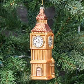 Ёлочная игрушка Glass Ben Big Clock Tower Gold 19 cm