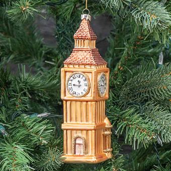 Ёлочная игрушка Glass Big Ben Clock Tower Gold 19 cm