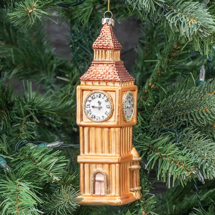 Ёлочная игрушка Золотой Биг-Бен Glass Big Ben Clock Tower Gold 19 cm