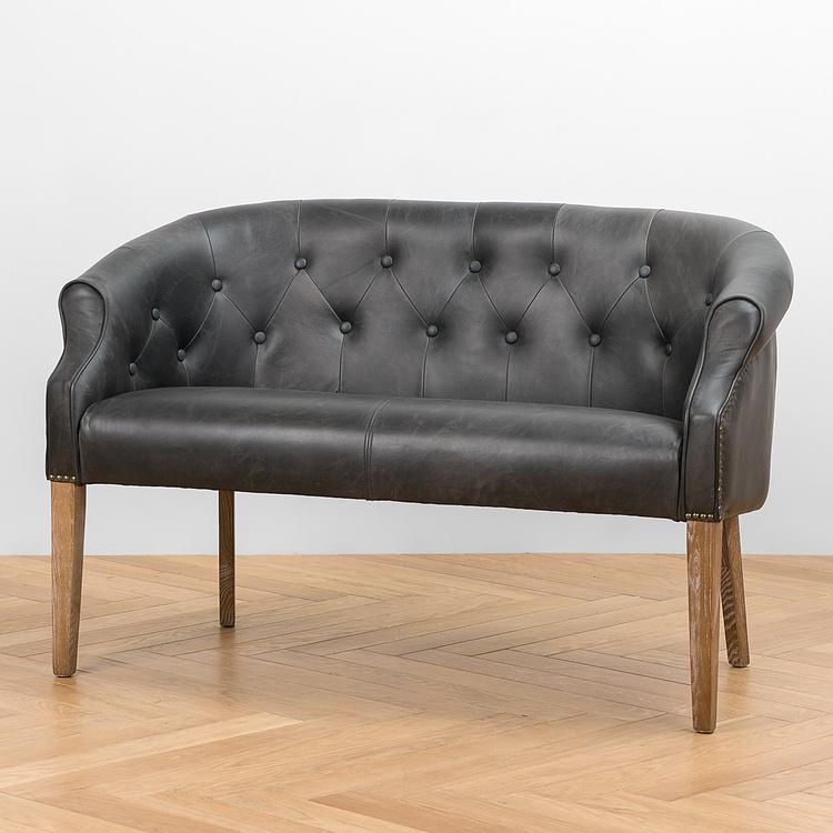 Двухместный кожаный диван Маршал, песочные ножки Marshall 2 Seater, Oak Sandwashed Leather