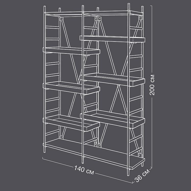 Стеллаж Marina Etagere, Matt Black Wood RM натуральная кожа Black Ter - ракурс 17