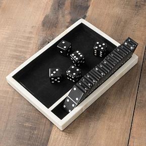 Domino And Dices Game On Plate
