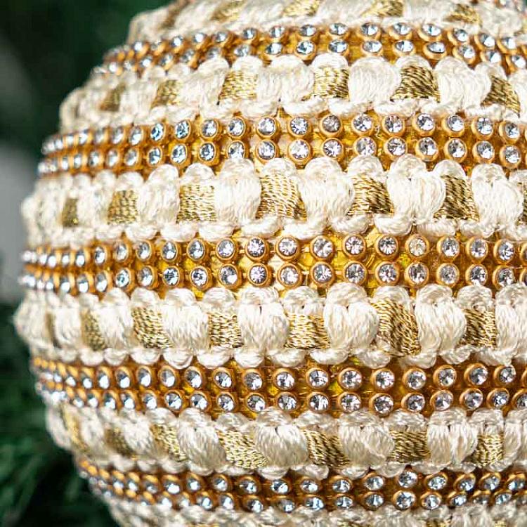 Ёлочный шар с золотыми вставками Ball With Golden Stones Cream 10 cm