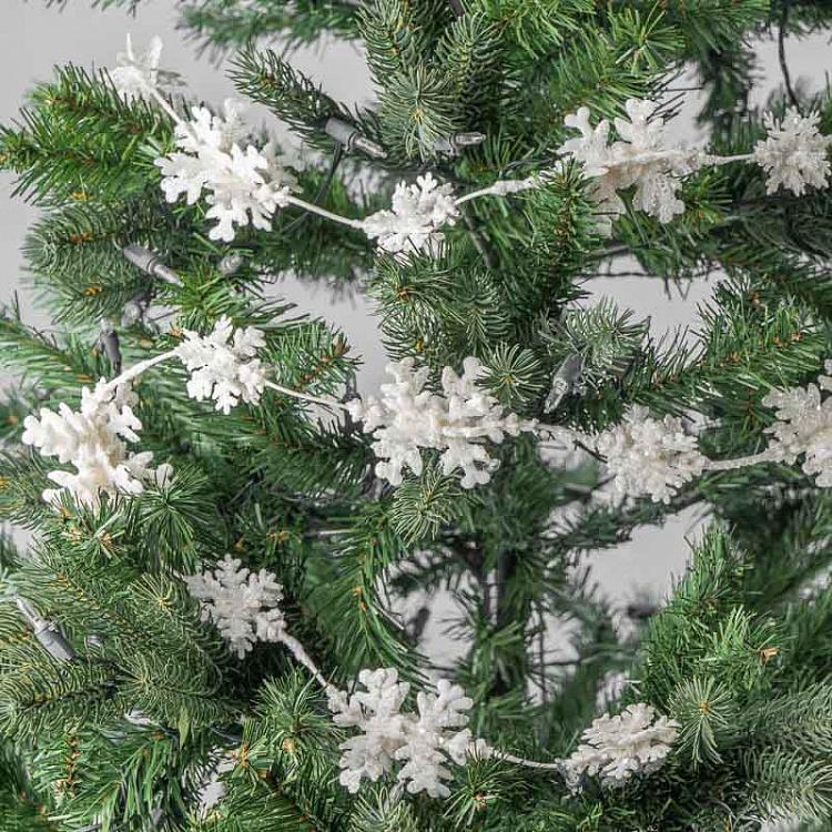 Гирлянда Белые снежинки с блёстками Glitter Snowflake Garland White 157 cm