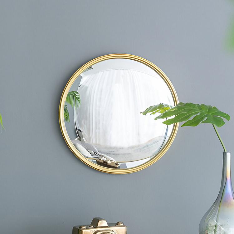 Круглое выпуклое зеркало в золотистой раме, L Gold Frame Convex Mirror Large