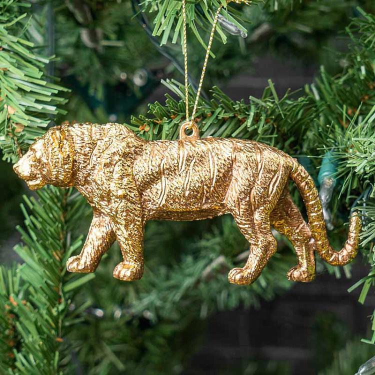 Ёлочная игрушка Золотой тигр Hanger Tiger Gold 14 cm