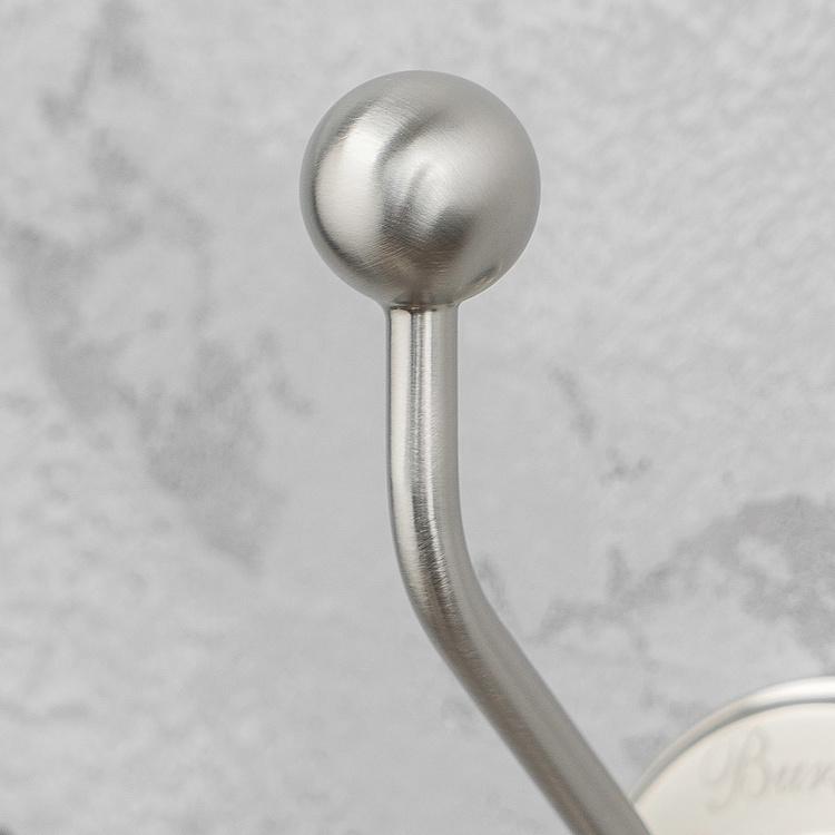 Двухрожковый настенный крючок цвета матовый никель Double Hook Brushed Nickel