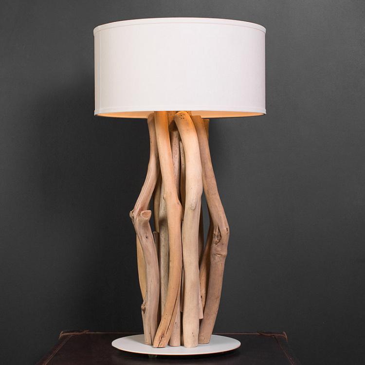 Настольная лампа с абажуром Мангровое дерево, L L030 Mangrove Driftwood Table Lamp, Large