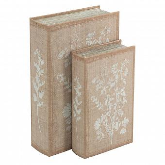 Набор из 2-х шкатулок Set Of 2 Book Boxes Linen Floral Motif