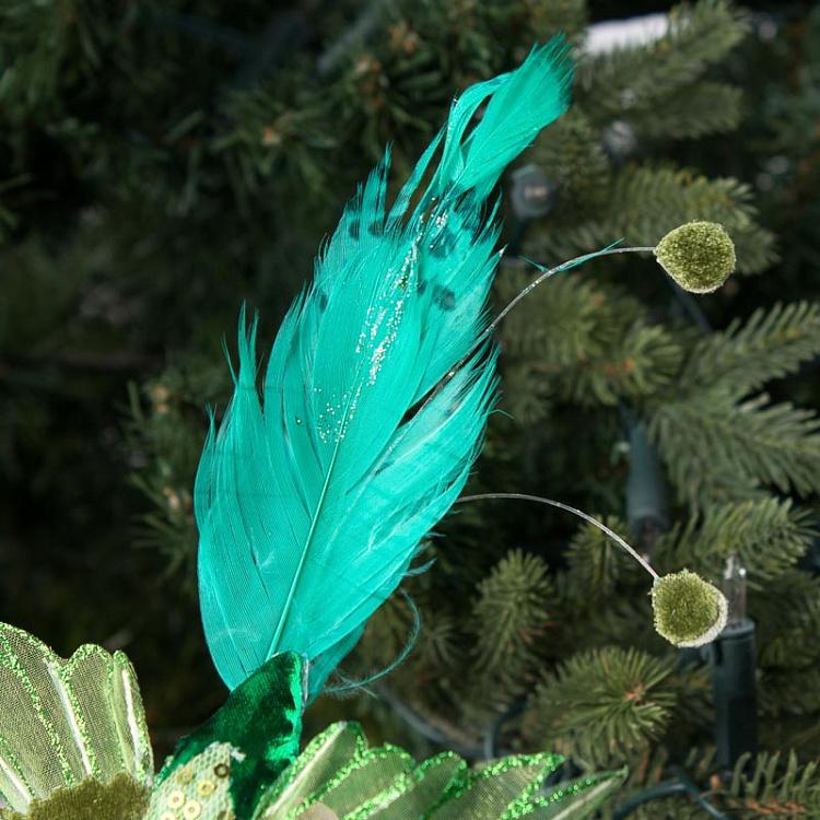 Набор из двух ёлочных игрушек Колибри на прищепке Set Of 2 Flying Hummingbirds On Clip Blue/Green 20 cm