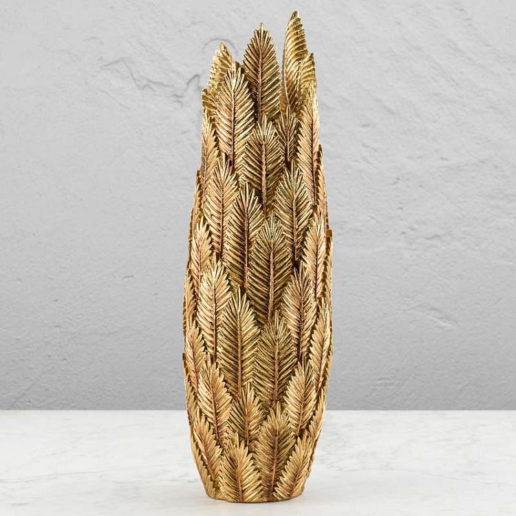 Высокая золотая ваза Пальмовый лист Tropical Leaf Vase Tall Gold