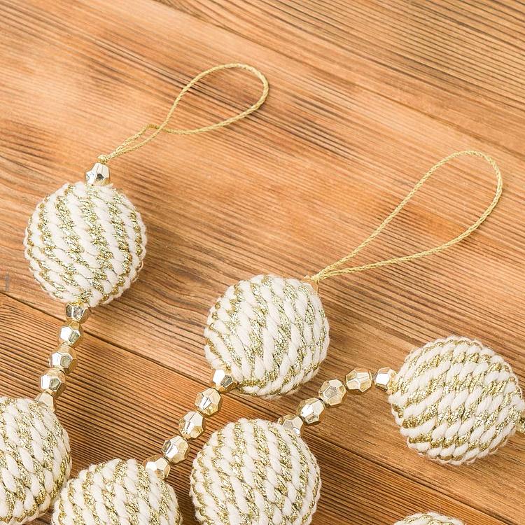 Гирлянда Золотистая из текстильных шаров Garland With Textile Balls Gold 182 cm