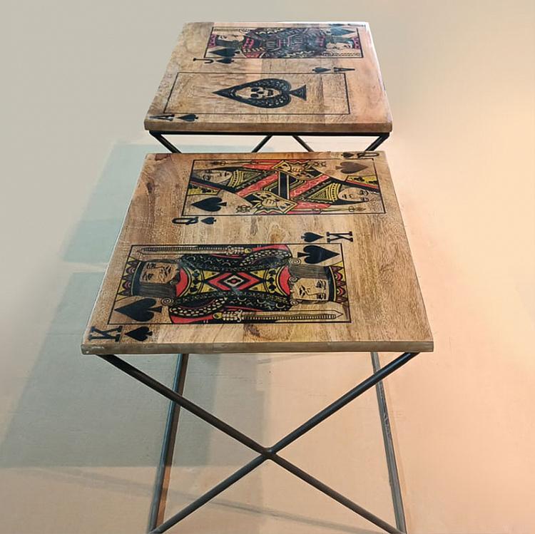 Комплект из двух столиков Карты дисконт2 Set Of 2 Card Game Nesting Tables discount2