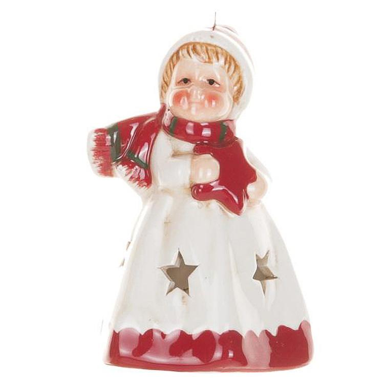 Новогодняя фигурка с подсветкой Керамический ангел Ceramic White Angel With Lights 9 cm