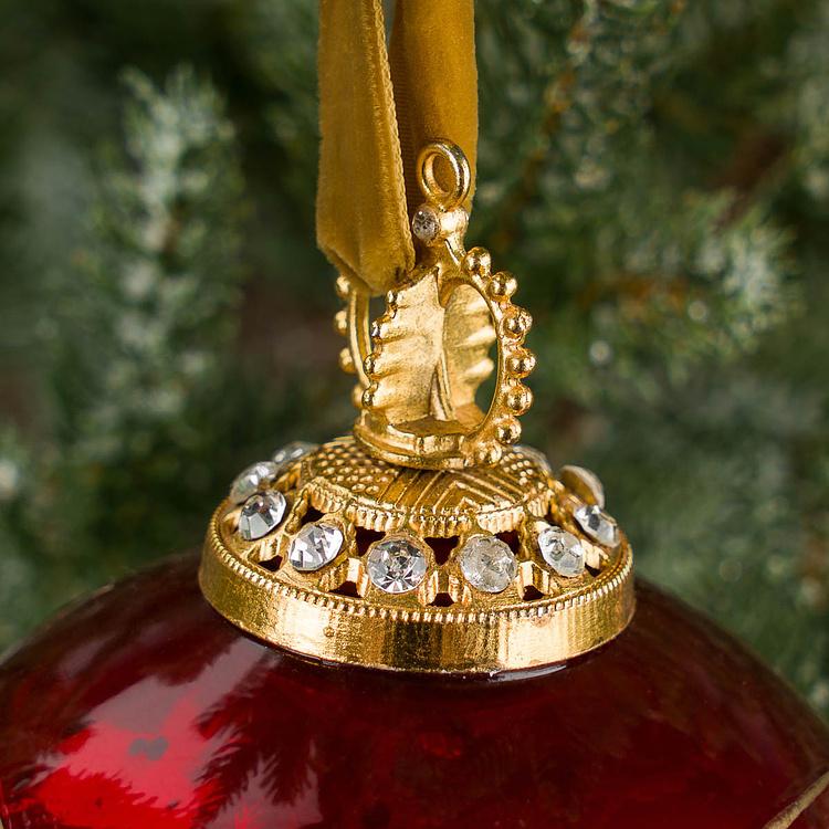 Ёлочная игрушка Красный шар с золотым орнаментом, M Modern Pattern Aged Ball Red 10 cm