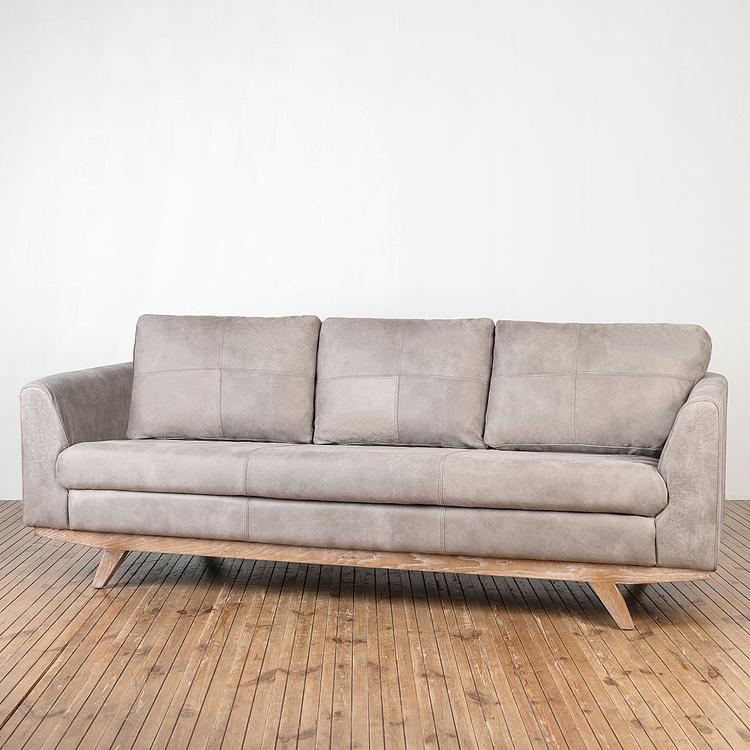Трёхместный диван Patrick 3 Seater, Oak Sandwashed натуральная кожа Pale Grey