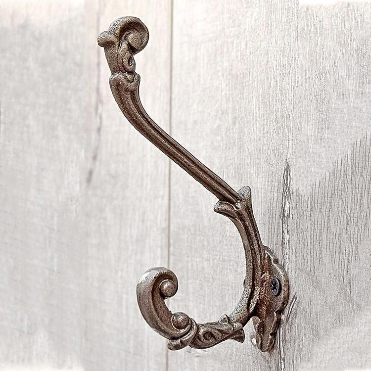 Двухрожковый чугунный крючок Французский стиль Ornate French Cast Iron Hook