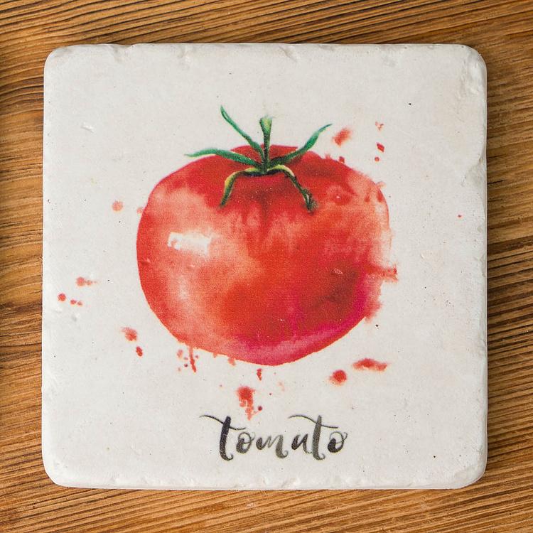 Набор из четырёх подставок под стаканы Овощи Set Of 4 Stone Coasters Vegetables
