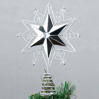 Metal Glitter Star Tree Topper Silver 25,5 cm