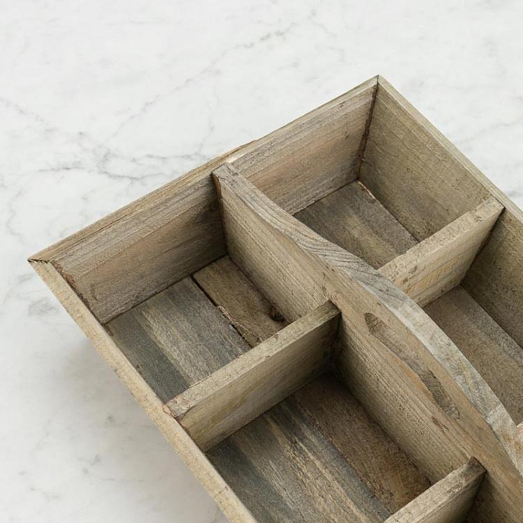 Деревянный поднос на шесть секций с ручкой Wooden Tray 6 Lockers