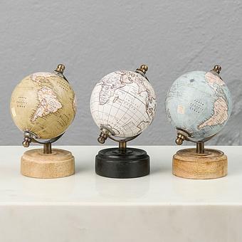 Set Of 3 Vintage Globes Small