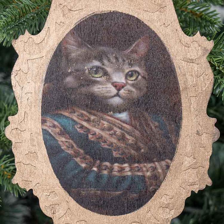 Новогодняя подвеска из дерева Мистер Кот Wooden Pendant Mister Cat 23 cm