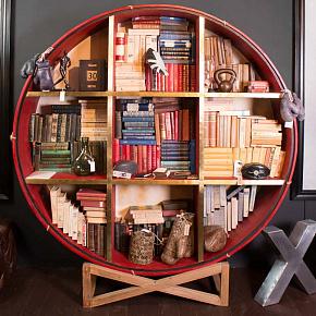 Regiment Brass Drum Bookcase Large With Stand