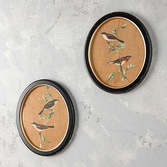 Картина-принт диптих Set Of 2 Oval Frames With Birds Philomene