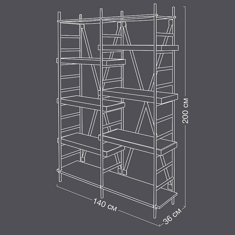Стеллаж Marina Etagere, Light Grey Wood RM натуральная кожа Antique Master - ракурс 18