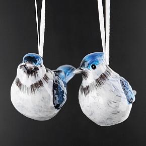 Set Of 2 Blue Birds 9,5 cm