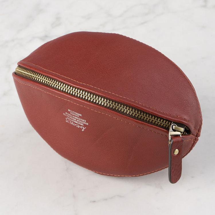 Терракотовый кожаный кошелёк-мяч Оболенский Компакт Skid Obolensky Compact, Bull