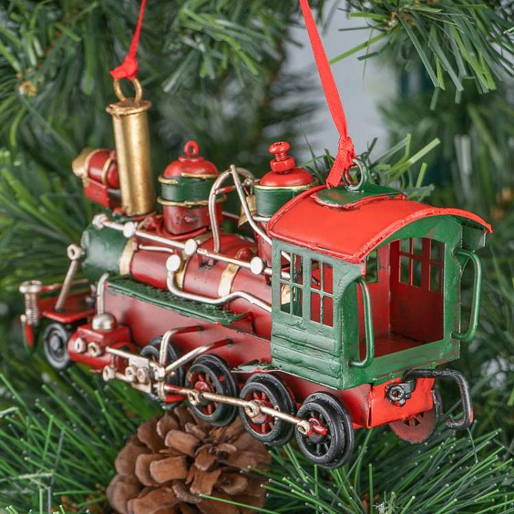 Ёлочная игрушка Красный паровоз Christmas Steam Train 17 cm