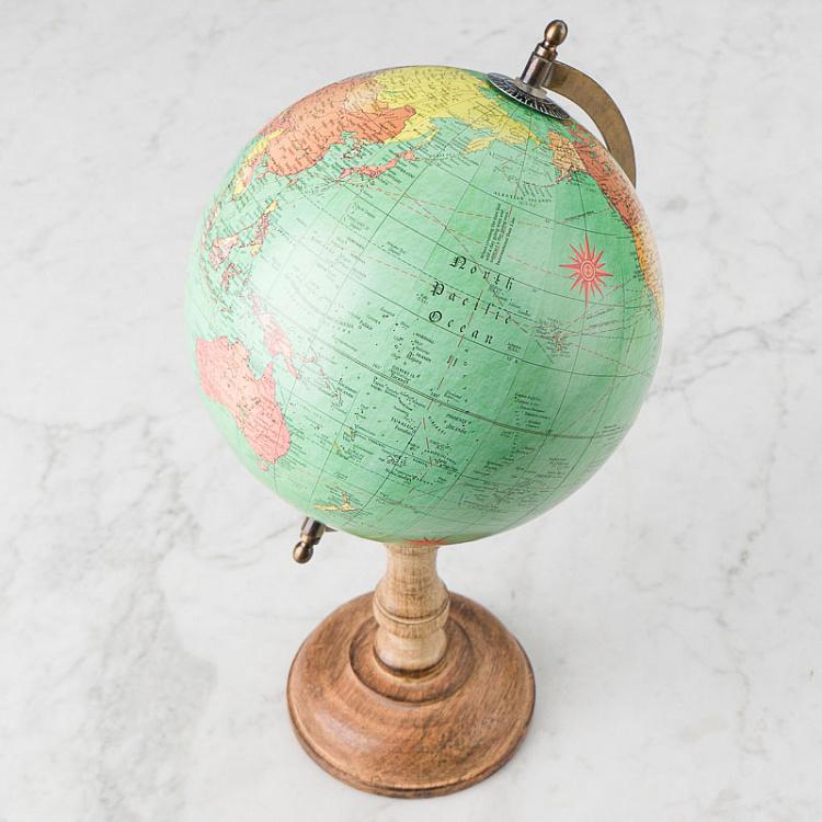 Цветной глобус на деревянном основании Colored Globe On Base Mango Wood