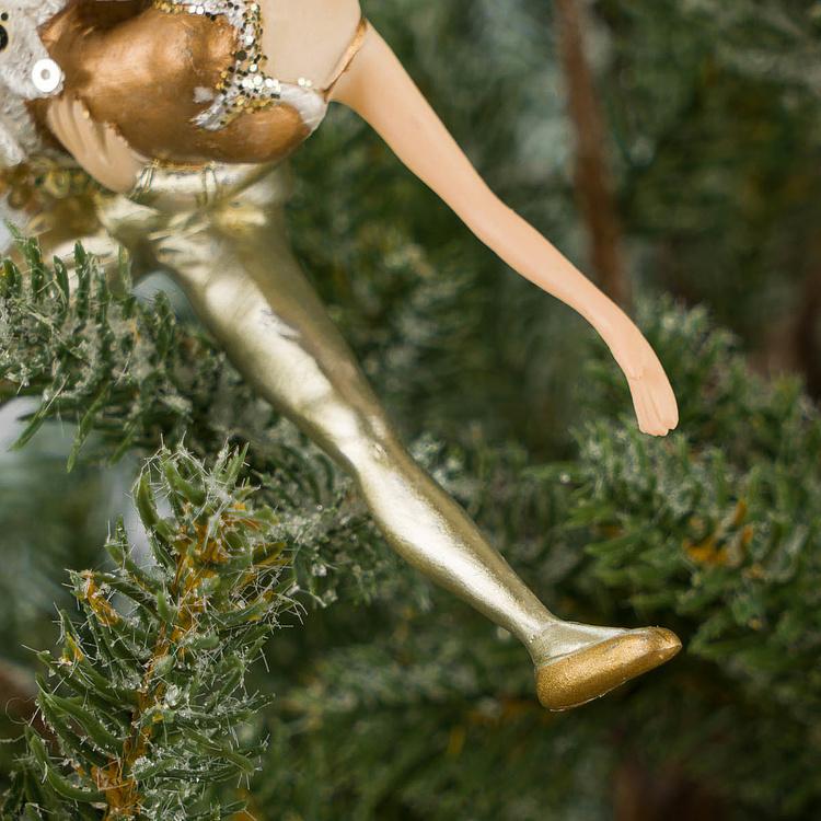 Набор из двух ёлочных игрушек Балетные дуэты Set Of 2 Tulle Pearl Ballet Couples White Gold 15 cm