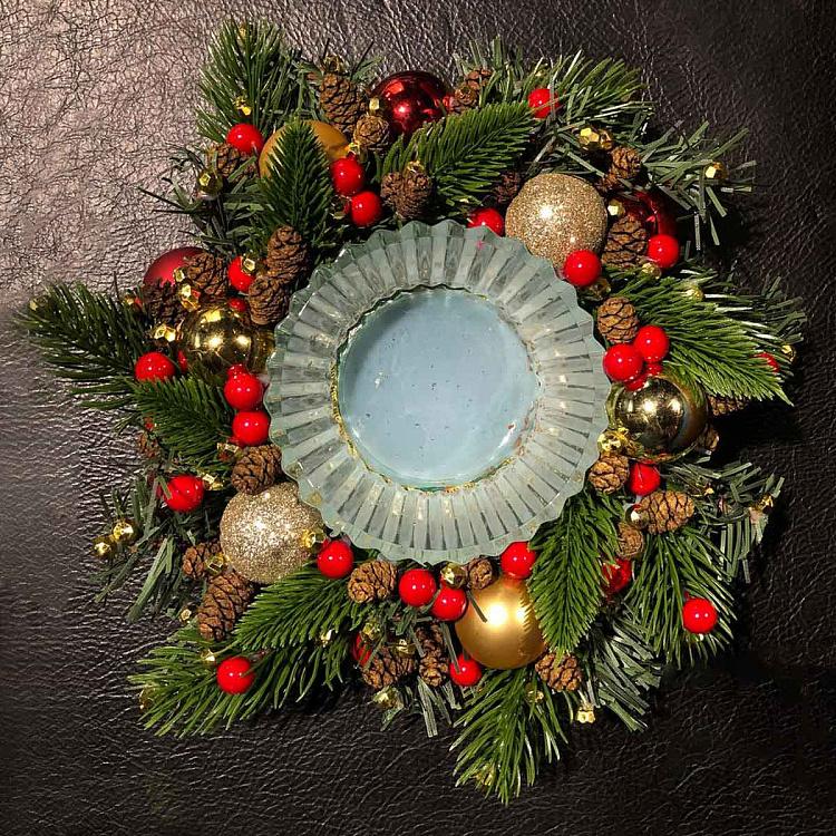 Новогодний подсвечник в венке New Year Candle Holder Wreath