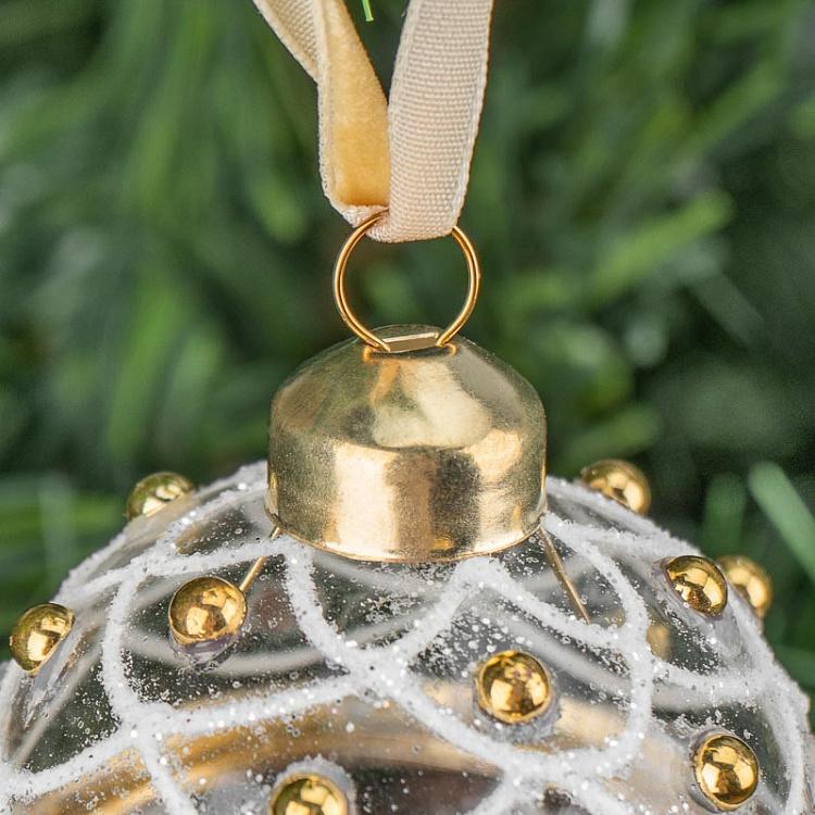 Ёлочная игрушка-шкатулка с золотыми бусинами Яйцо Xmas Egg Box With Gold Beads 8 cm