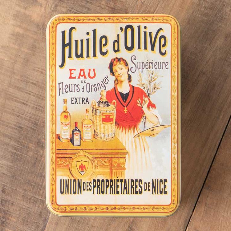 Жестяная коробка Оливковое масло, M Huile D'Olive Metal Box Medium