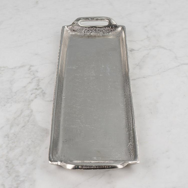 Серебристый узкий алюминиевый поднос Aluminium Silver Tray Slim