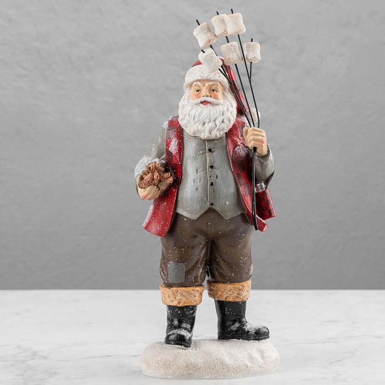 Новогодняя фигурка Санта-Клаус с маршмеллоу Country Santa With Marshmallow Red 35 cm