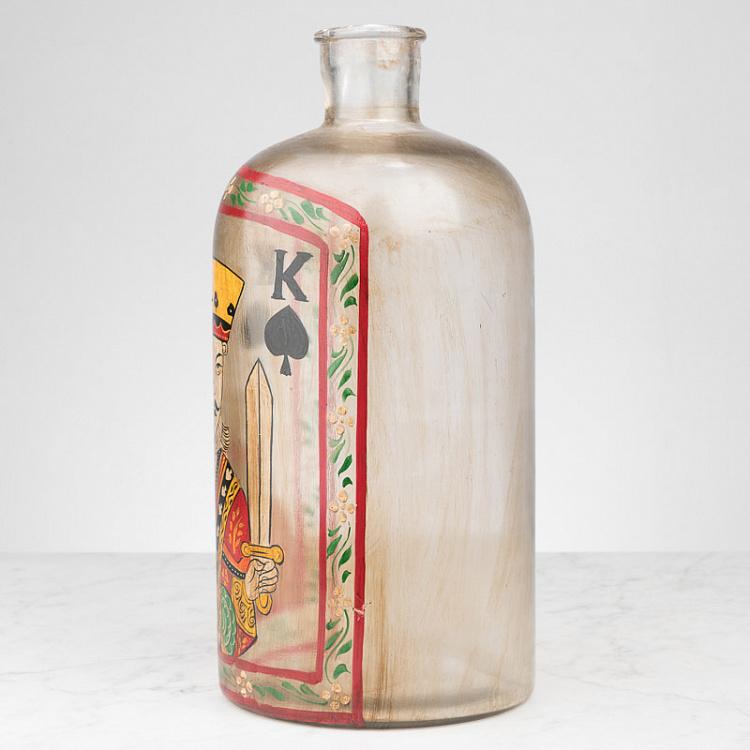 Бутылка с ручной росписью Король пик Handpainted Glass Bottle King Of Spades