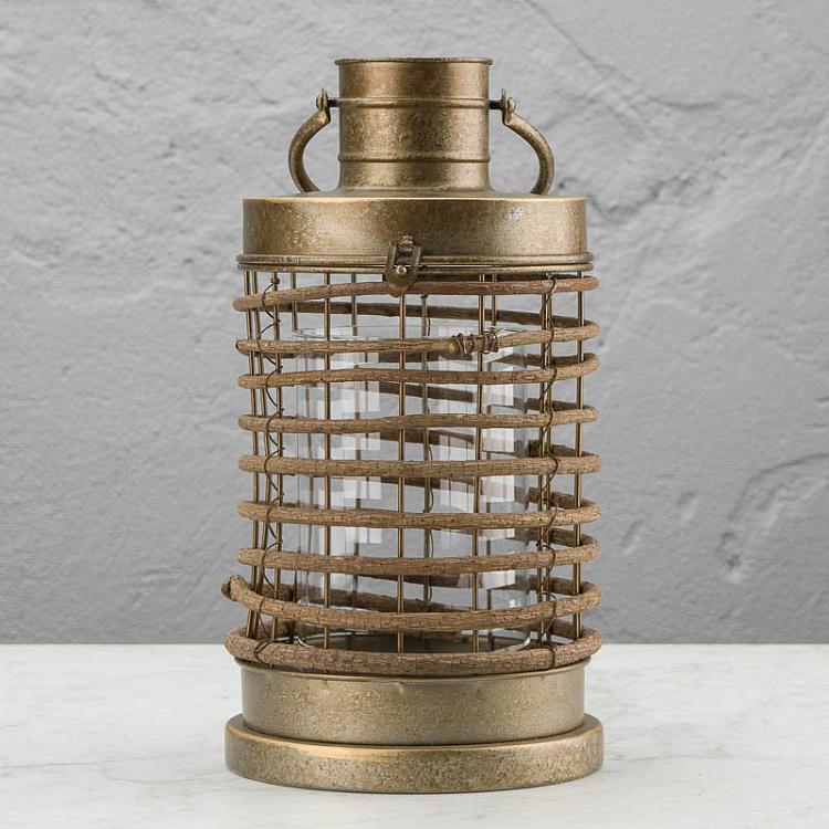 Подсвечник из состаренного металла в виде фонаря Aged Copper Metal Lantern