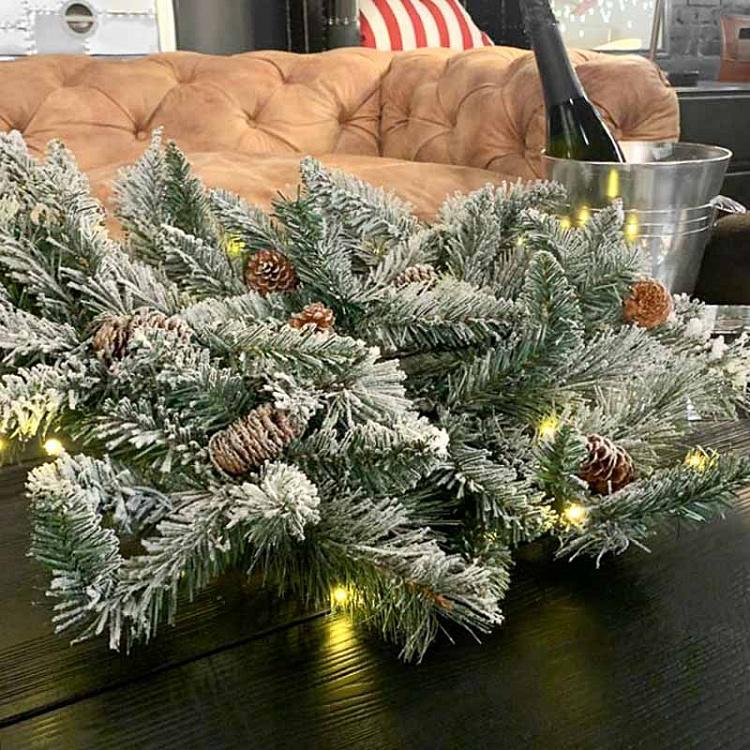 Новогоднее украшение с подсветкой Снег на ёлке, M 35 Led Light Flock Pine Snowflake Battery Operated 81 cm